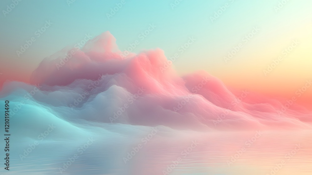 Leinwandbilder mesmerizing abstract pastel gradient banner with light blue and pink hues merging into a soft rainbo