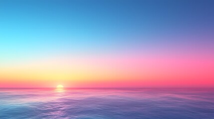 Breathtaking pastel gradient seascape at sunset featuring a tranquil ocean with gentle waves blending seamless shades of soft blue pink and rainbow hues for a dreamy ethereal and serene atmosphere