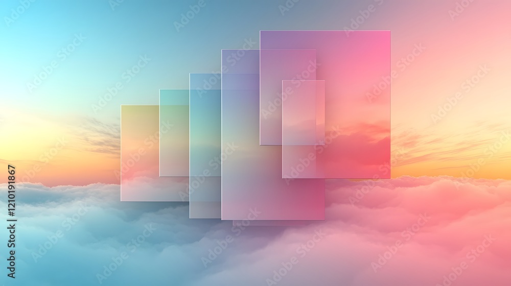 Poster smooth pastel gradient banner design with soft blurred light blue pink and rainbow hues creating a d