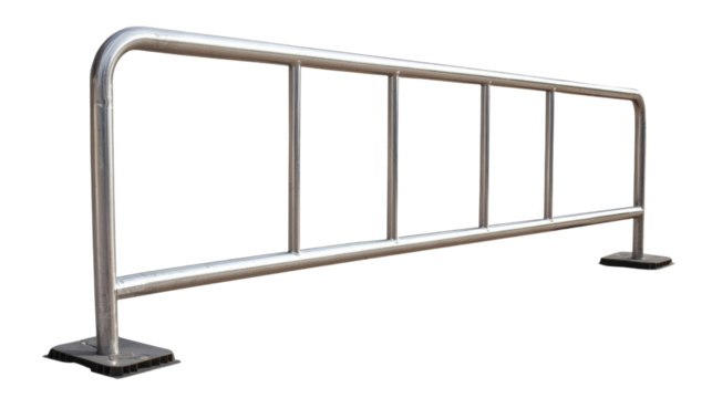 Sturdy metal crowd control barrier for public events, isolated on transparent background