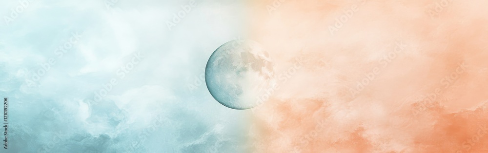 Aufkleber soft gradient background with a full moon amidst cool and warm hues for a serene atmosphere