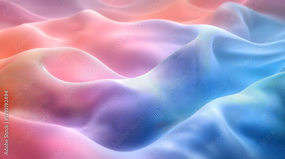 Poster Ethereal and soothing pastel gradient background with a smooth blurred effect featuring a harmonious blend of rainbow colors that create a dreamlike visionary atmosphere