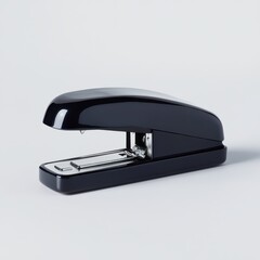 Sleek black stapler on a clean surface, ideal for office organization and everyday tasks