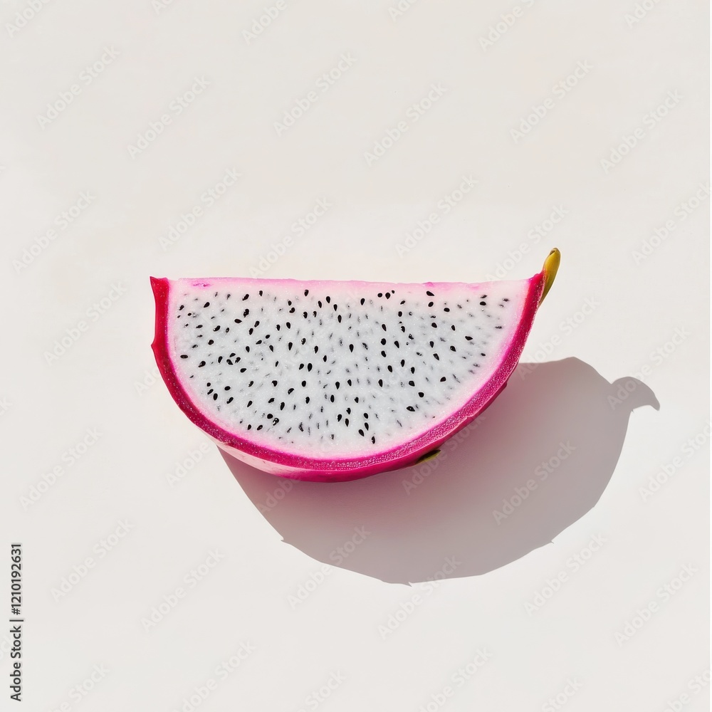 Poster fresh slice of dragon fruit on a light background showcasing vibrant colors and unique texture