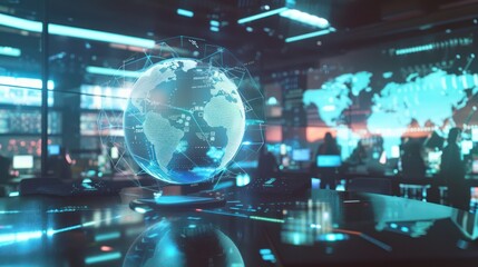 Fototapeta premium Global Network in a Digital Command Center
