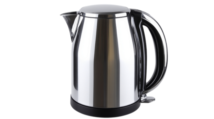 Stylish electric kettle with a sleek design, showcasing a modern kitchen appliance, isolated on transparent background