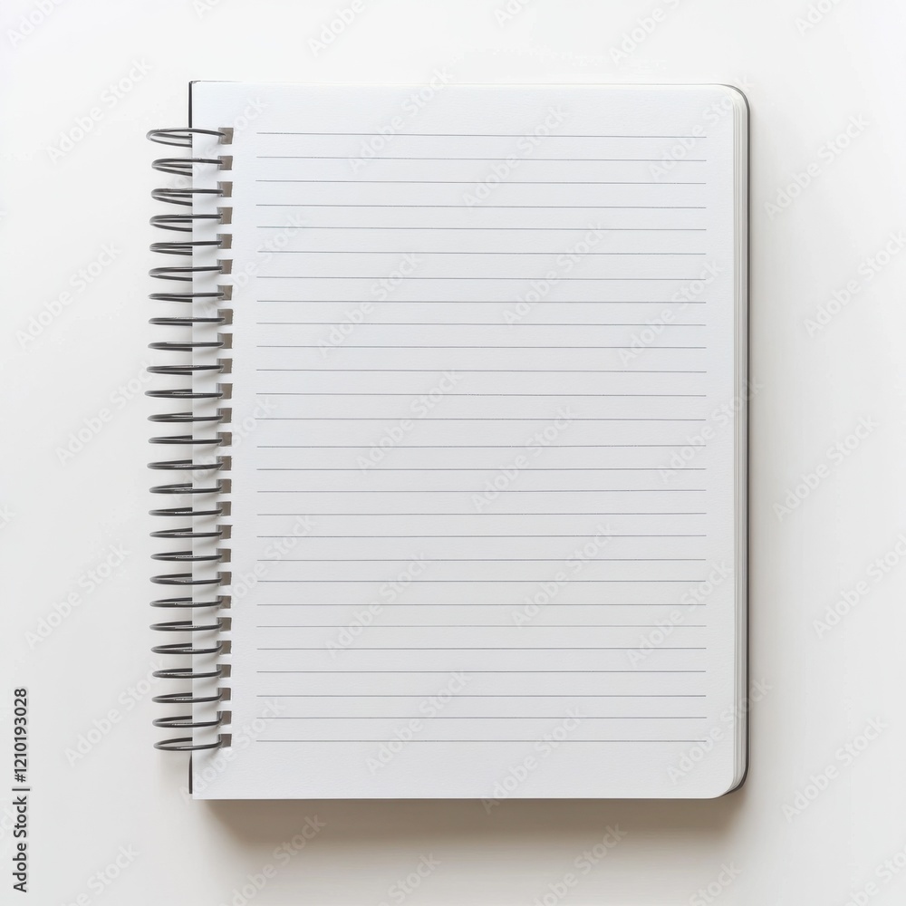 Poster Notebook with spiral binding resting on a plain surface for writing notes or ideas