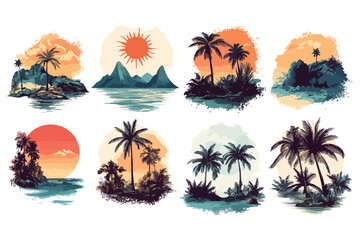 tropical island with palms t shirt vector design