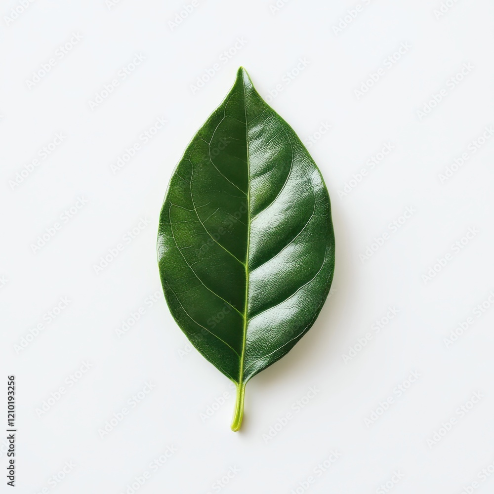 Aufkleber fresh bay leaf with vibrant green color emphasized against a light background in a well-lit kitchen 
