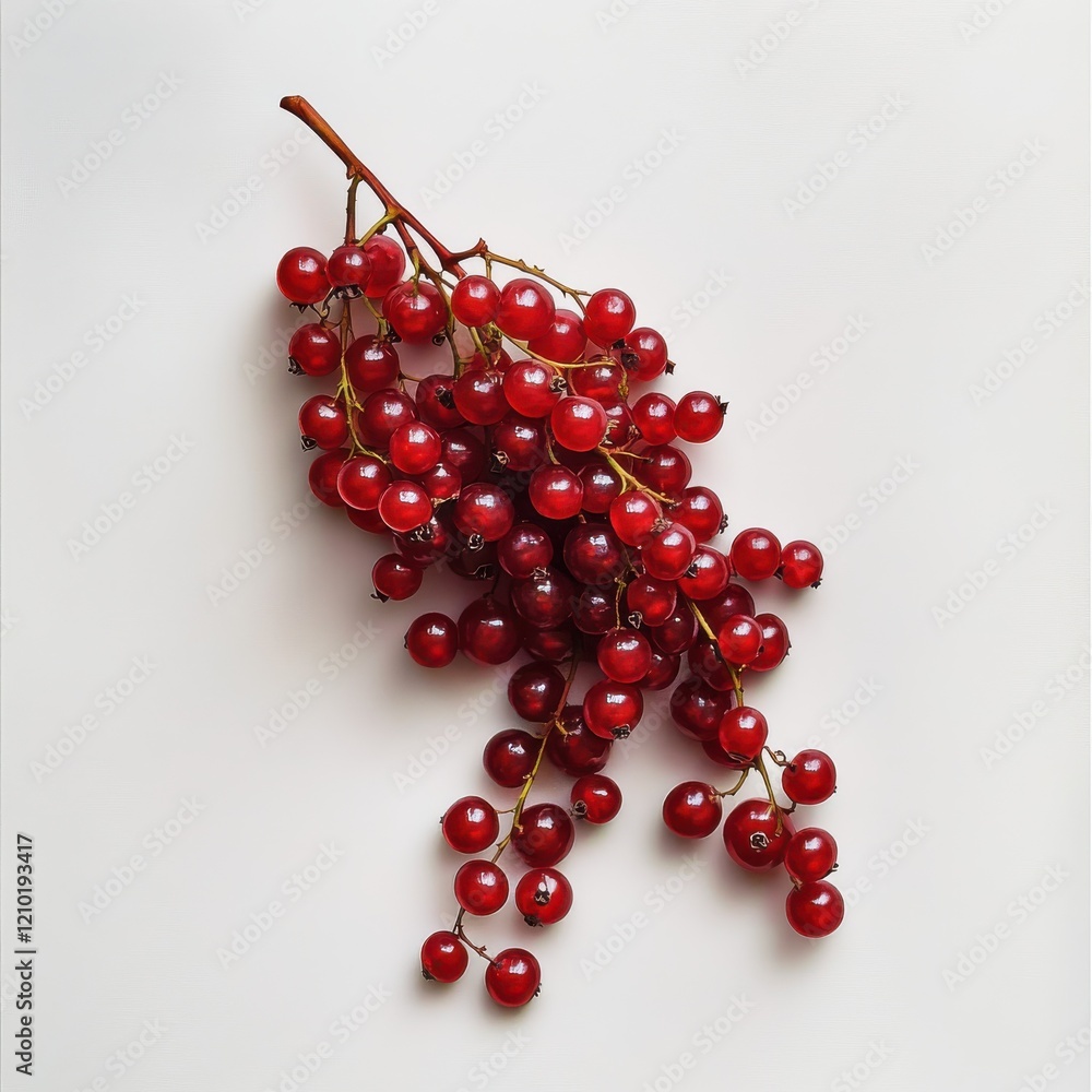 Poster cluster of red currants glistening with freshness on a neutral background