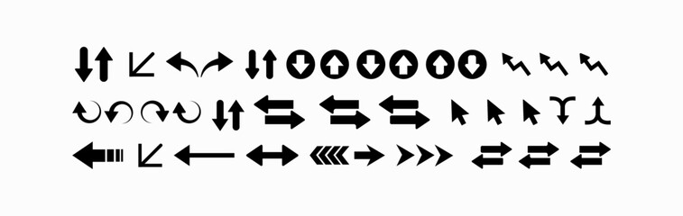 Black arrow icon set. Arrow. Cursor. Arrow vector icon., Move left and right or back and forth arrow flat icon,  direction vector illustration