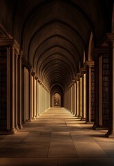 Fototapeta premium Grand Library Colonnade: A Serene, Classical Vista