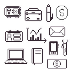 bundle business set pixel art 