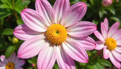 Obraz premium Delicate pink flower petals with dewdrops, vibrant garden beauty