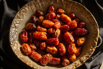 Plates of dried dates for Ramadan celebrations