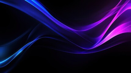 Abstract Blue and Purple Flowing Waves: A Serene Digital Artwork