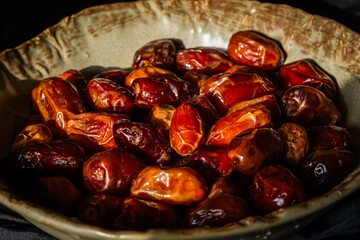 Plates of dried dates for Ramadan celebrations
