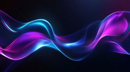 Abstract Neon Waves: A Serene Blue and Purple Flow