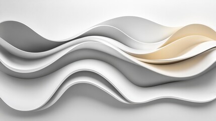 Abstract White and Beige Wave Pattern Background Modern Elegant Swirls 3D Render