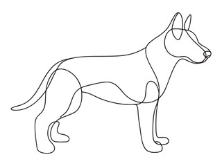 Dog continuous one line art drawing of outline. vector illustration