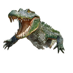 Fototapeta premium Powerful Alligator Open Mouth Reptile Wild Animal Predator Swamp Nature Wildlife G