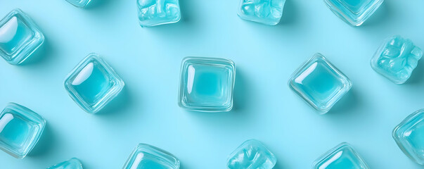 Blue candy cubes pattern, pastel background