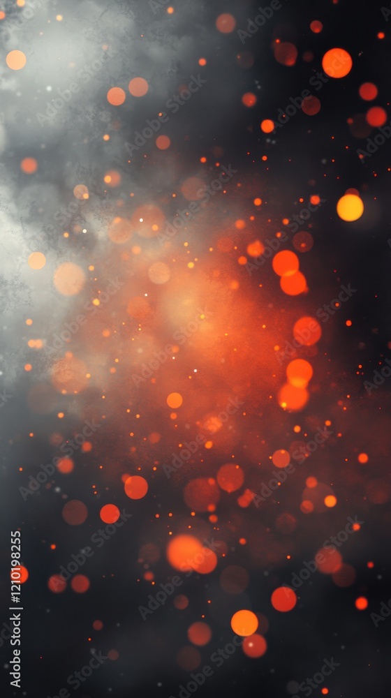 Aufkleber dynamic bokeh effect featuring crimson and bright orange hues against a dark background at twilight
