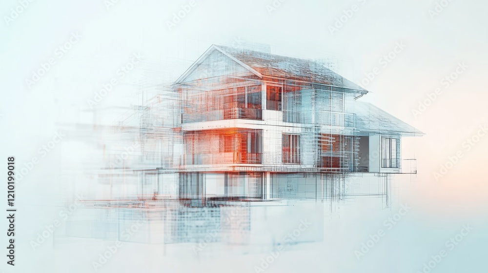 Poster Creative representation of a house model showcasing architectural design and innovation in a minimalist style