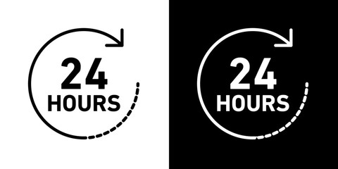 24 hours icons collection in black and blue colors
