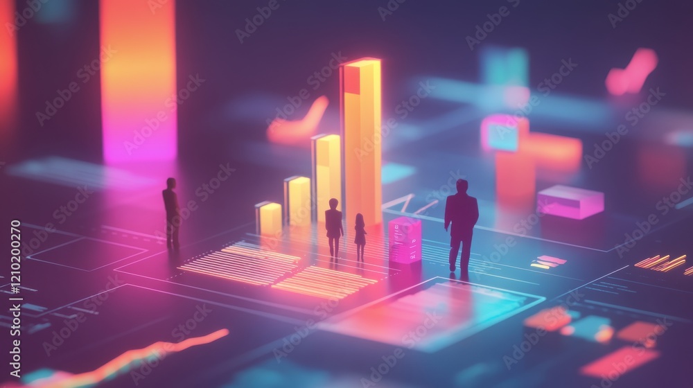 Leinwandbilder family-oriented representation of growth and connection in a digital environment emphasizing teamwor