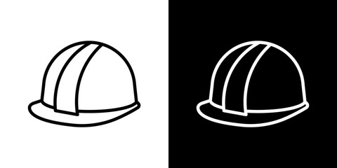 Construction safety helmet vector icon in thin line style