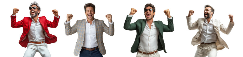 businessman  happy ecstatic celebrating being  winner Dynamic energetic