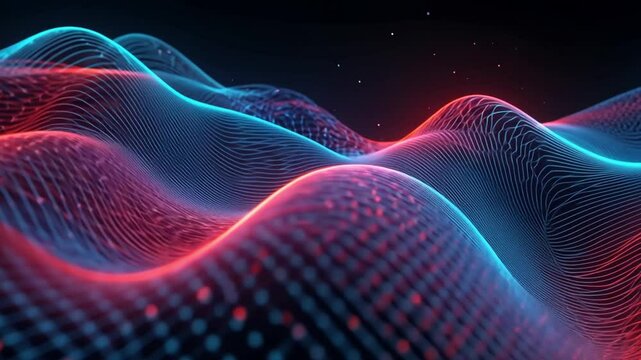 Abstract data wave, digital landscape, technology background, for website header