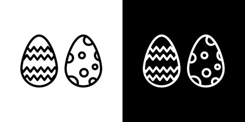 Easter egg icons in black and blue set