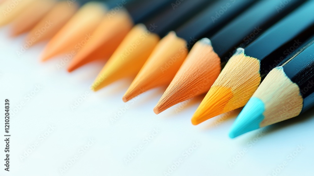 Poster gradient of soft pencil strokes in vibrant colors lined up for artwork creation