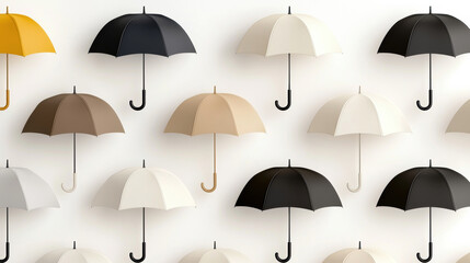 Obraz premium Stylish umbrellas in various colors arranged on wall, creating modern look