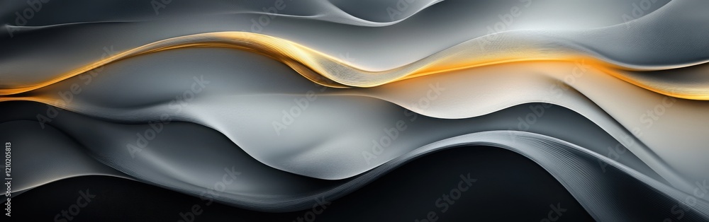 Poster Soft flowing lines in gradient shades of gray with warm accents create a mesmerizing abstract composition