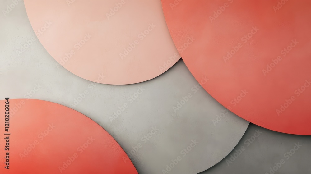 Poster Muted coral and gray arcs create a harmonious visual balance in a modern design layout