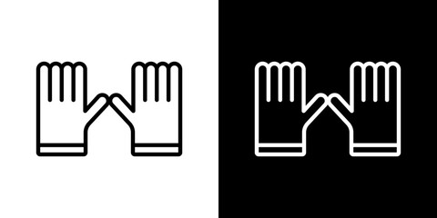 Gloves icons set in black filled and stroke line style