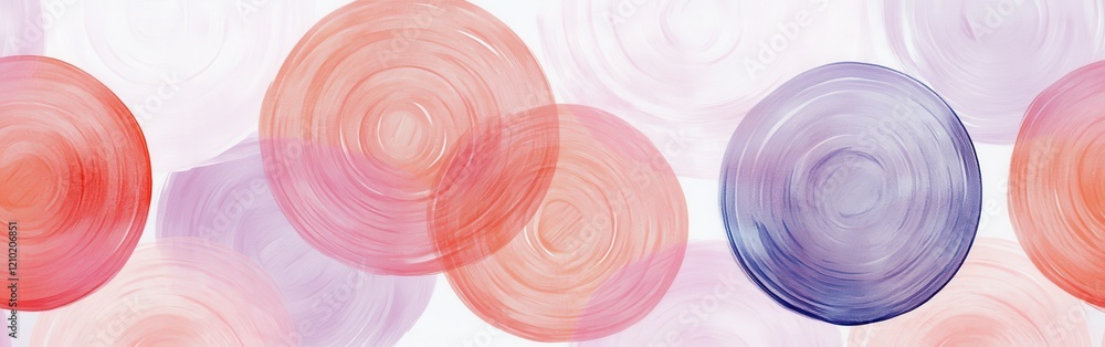 Poster Circles in overlapping pastel strokes create a vibrant, dynamic composition with layered textures and colors