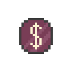 dollar coin pixel art retro