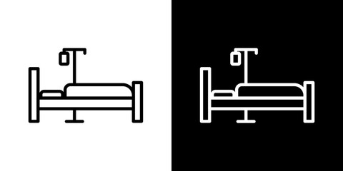 Hospital bed icons set in black filled and stroke line style