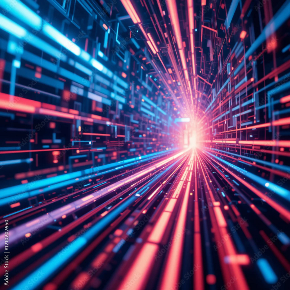 Poster abstract technology background with dynamic data connection speed lines, creating a futuristic, high