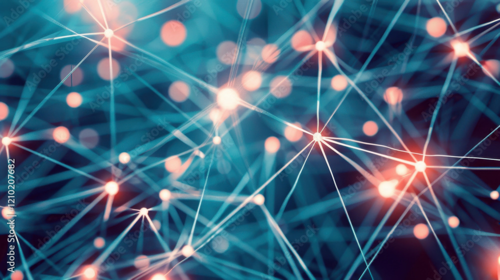 Poster abstract digital network with glowing connections and nodes, representing technology and communicati
