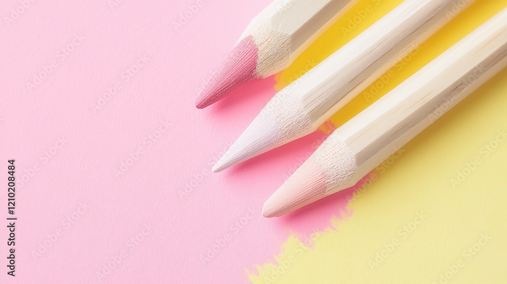 Poster elegant pastel pink pencil strokes create a soft and artistic atmosphere in a creative workspace
