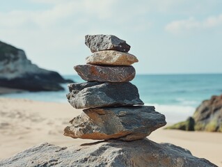 Balanced Rocks on a Beach