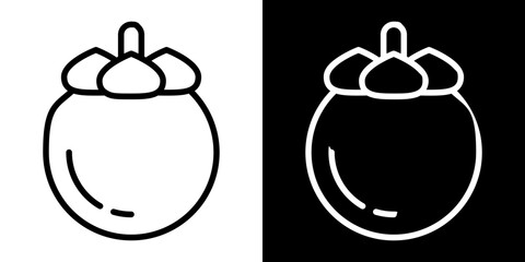 Mangosteen icons set in black filled and stroke line style