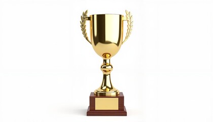 Fototapeta premium Golden trophy with laurel wreath, symbol of achievement and victory