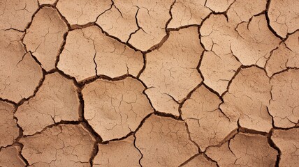 Fototapeta premium climate change global warming policy concept. Dry, cracked earth surface displaying a pattern of fissures and textures in a brownish tone.