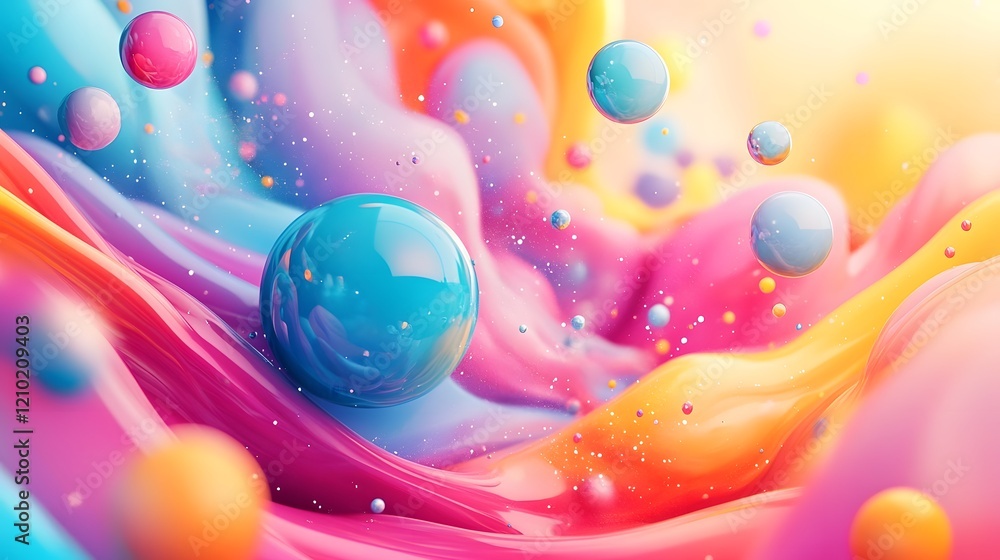 Poster vibrant colorful and dynamic abstract design featuring captivating gradients whimsical patterns and 